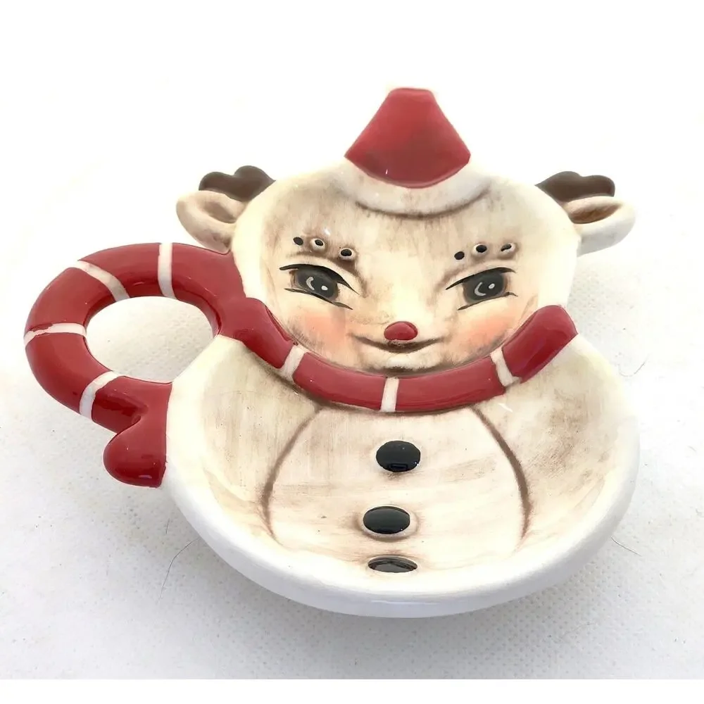 Transpac Johanna Parker Christmas Reindeer Spoon Rest Tea Bag Holder Ceramic 6